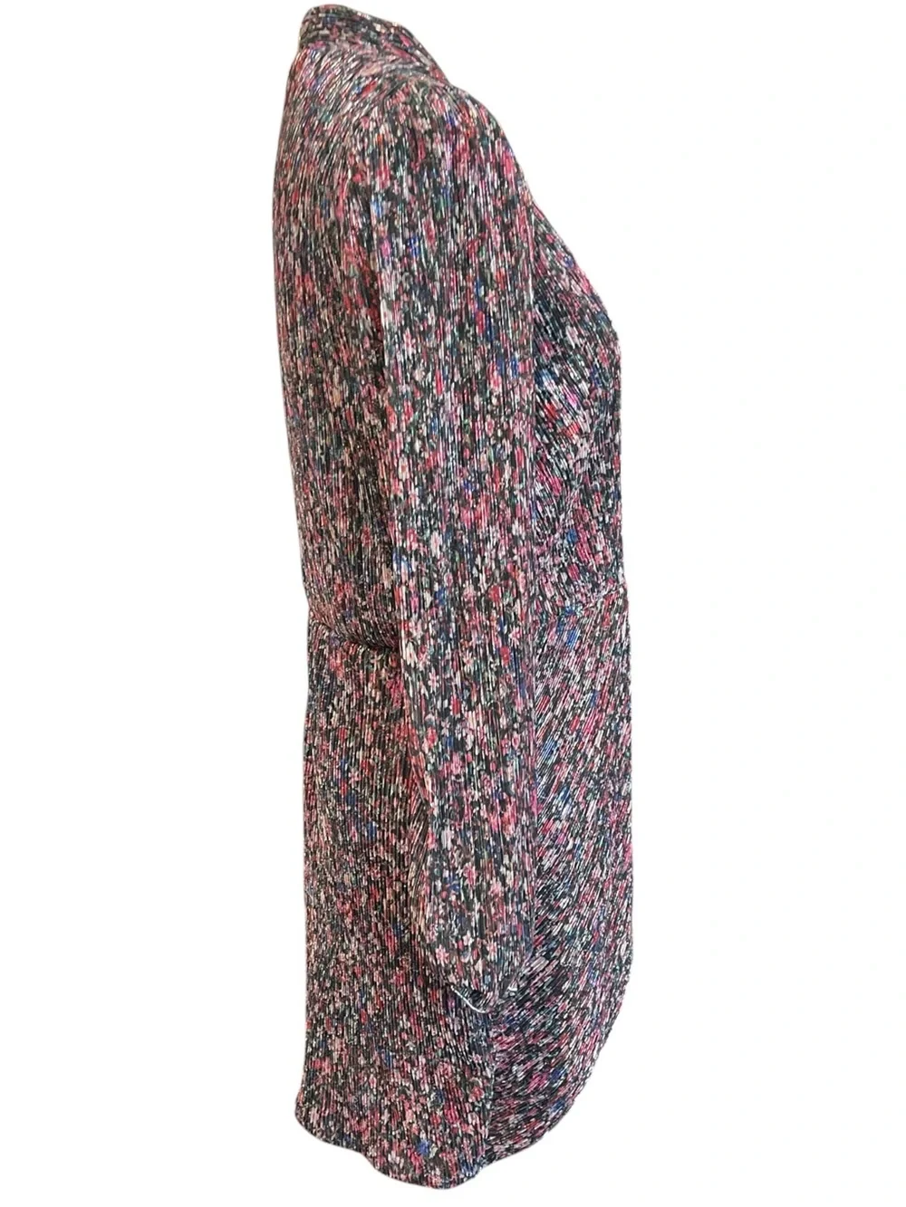 Saylor Bernadette draped faux wrap floral metallic long sleeve cocktail dress L - Picture 5 of 15
